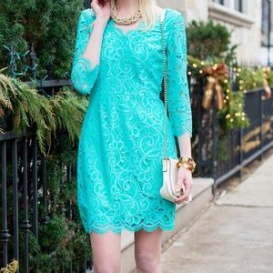 Lilly Pulitzer Aqua Lace Helene Dress Size 6 $288